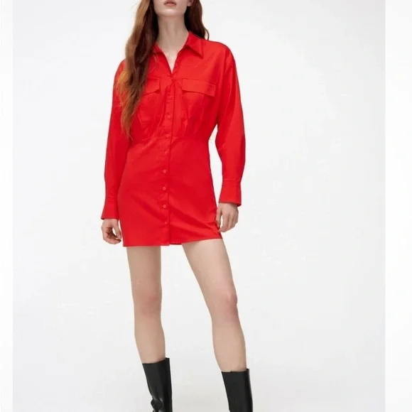 Zara Red Long Sleeve Dress - Picture 4 of 4